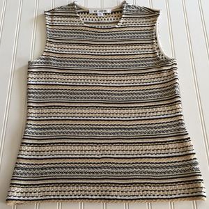 ST. JOHN Woven Shell Top Shoulder Zipper Sz P